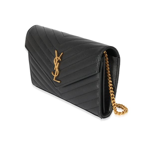 Saint Laurent Black Monogram Quilted Cassandre Chain Wallet - Picture 2 of 8